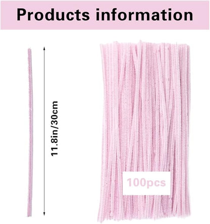 100 Pieces Pipe Cleaners Chenille Stem, Solid Color Pipe Cleaners Set for Pipe Cleaners DIY Arts Crafts Decorations, Chenille Stems Pipe Cleaners (Light Pink)