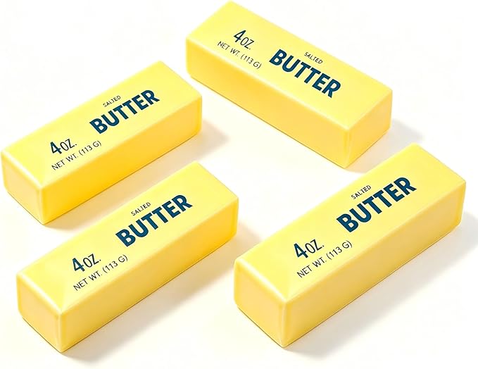 4 Pack Butter Squishy Toy, Super Soft Slow Rising Squeeze Toys, Stress Relief Sensory Fidget Butter Shape for Kids & Adults, Anxiety Releasing Squishies for Party Favors, Classroom Prizes