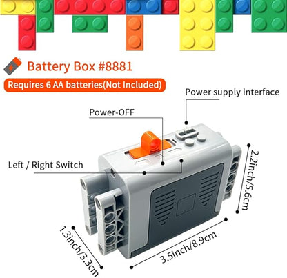 5-in-1 Motor Kit Compatible with Lego Technic：M Motor,Battery Box,2.4G Receiver,Remote Control， with Building Block Tool Kit：Brick Separator, Multi-Use Hammer, Block Pliers