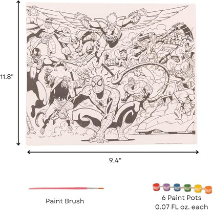 Innovative Designs Marvel Avengers Spiderman Creative Coloring Canvas Painting and Activity Set for Kids, 1000+ pcs