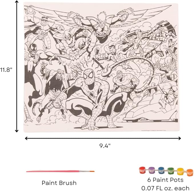 Innovative Designs Marvel Avengers Spiderman Creative Coloring Canvas Painting and Activity Set for Kids, 1000+ pcs