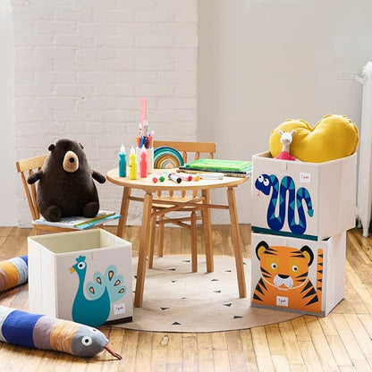3 Sprouts Toy Storage Organizer: Toy Box Cube Organizer for Playroom, Nursery - Foldable Storage Bin - Peacock