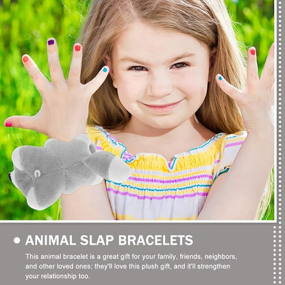 LUOZZY 2 Pcs Dog Stuffed Animal Slap Bracelets for Kids Dog Slap Bracelets Party Favors Baby Stuffed Animal Toys (Gray)