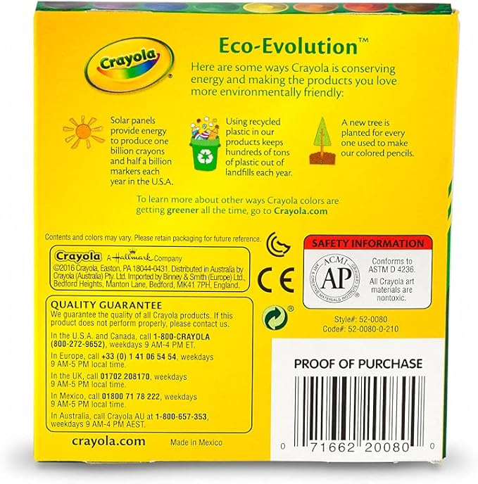 Crayola Large Crayons - Assorted (8 Count), Giant Crayons for Kids & Toddlers, Ages 2+