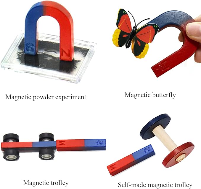 Labs Junior Science Magnetism Set for Experiment Education, Science Experiment Tool Physics Educational Toys for Kids Teen Including Bar/Horseshoe/Ring Magnets/Compass