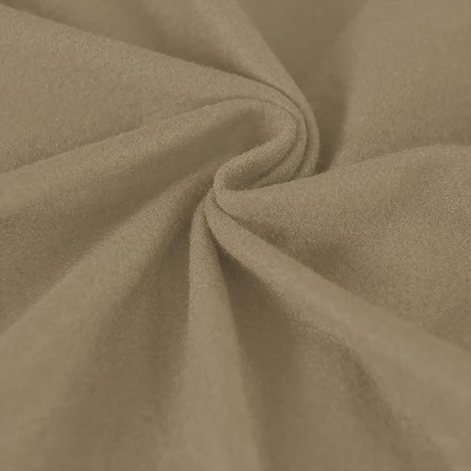 Easy-Going Oversized 6 Pieces Microfiber Stretch Sectional Recliner Loveseat Sofa Slipcover Soft Fitted Fleece 2 Seats Couch Cover Washable Furniture Protector with Elasticity for Kids Pet Tan