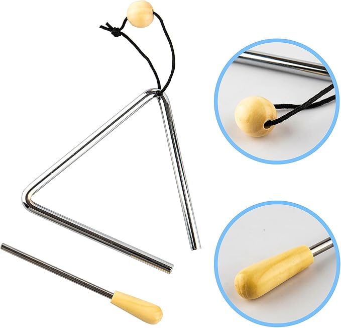 Musfunny Triangle Hand Percussion with Striker, Rhythm Steel Triangles Music Instrument (5 inch)