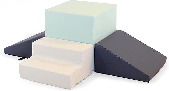 Foamnasium Gymnasium, Indoor Foam Playset, 4 Piece Soft Toddler and Active Kids Play Foam Climber for Crawling, Climbing, Sliding and Jumping, Made in The US, Enhanced Sage Multi