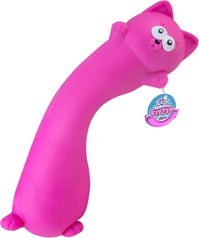 ORB Easy Sqweezy Pets Giant Stretchy Cat - Stretches Up to 5 Feet Long - Huge Jumbo Sized Purple Squishy Toy Kitten, Stretch and Squeeze for Stress Relief - Fun Sensory Fidget Toy for Kids and Adults