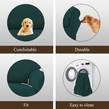 Easy-Going 4 Pieces Microfiber Stretch Recliner Slipcover – Spandex Soft Fitted Sofa Couch Cover, Washable Furniture Protector with Elastic Bottom for Kids, Pet(Recliner, Deep Teal)