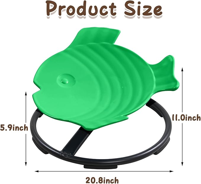 Sit and Spin Spinning Activity Toys for Toddlers with Arm Rest and Swivel, Wobble Chair - Sensory Spinning Seat for Kids, Training Body Coordination, Green