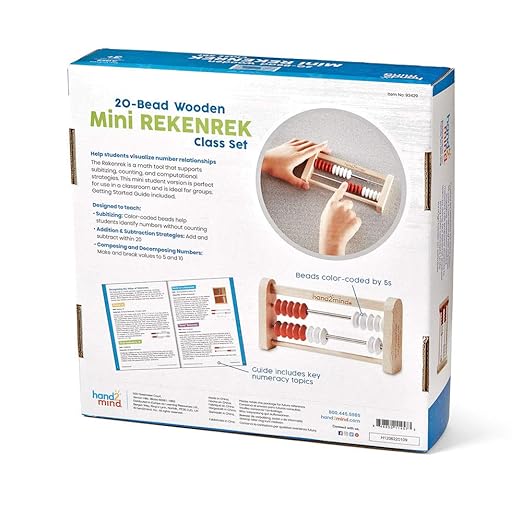 hand2mind Mini 20-Bead Wooden Rekenrek Class Set, Number Rack for Kids, Abacus for Kids Math, Counting Beads, Math Counters, Educational Toys for Elementary Kids, Math Manipulatives (Set of 25)