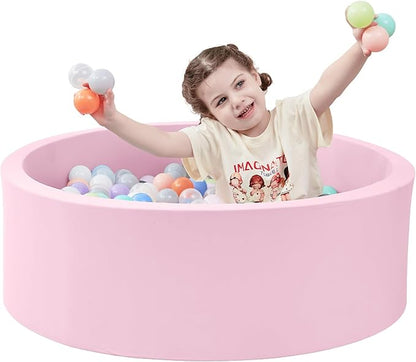 SHJADE Ball Pit for Toddlers, 35.4"x 11.8" Foam Ball Pits, Indoor Soft Round Baby Playpen for Children, Ideal Gift for Toddlers, Pink, (Balls not Included)