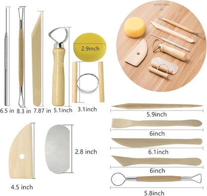 Artzuvs Clay Tools,28pcs Polymer & Pottery Sculpting Tools Set,Ceramic Tools, Modeling Clay Supplies Tools Kit for Carving,Trimming,Sculpture,Beginners