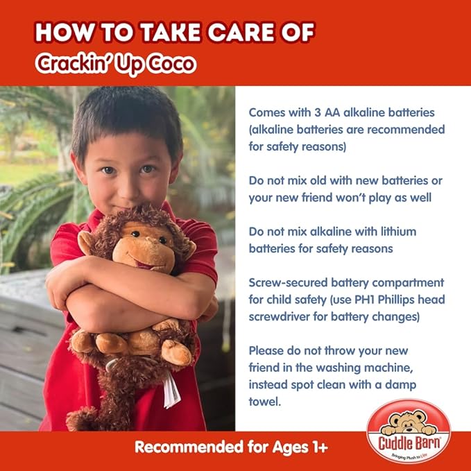 Cuddle Barn - Crackin' Up Coco | Super Soft Animated Twirling Moving Monkey Stuffed Animal Plush Toy | Spins Around Making Monkey Sounds | Great Gift for Toddlers and Kids Ages 1 and Over - 10 Inches