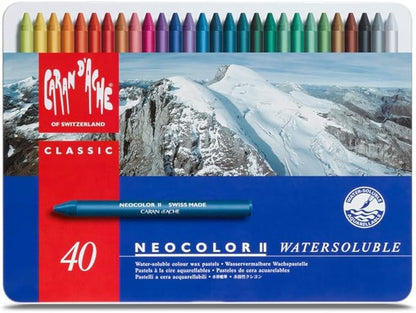 Caran d'Ache Classic Neocolor II AQUARELLE Water-Soluble Pastels, 40 Colors