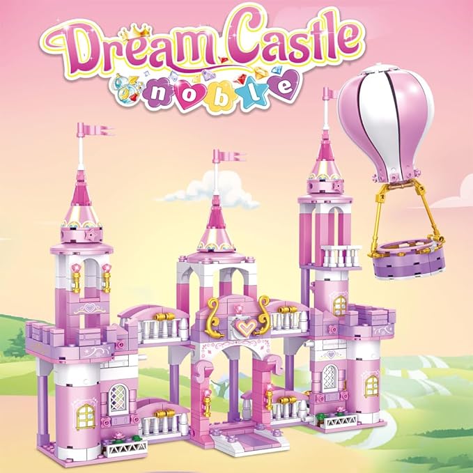 Princess Castle Girls Building Blocks Toys 541 Pieces Multi Shaped Castle Hot Air Balloon Toys for Girls Construction Bricks Christmas Birthday Gift for Kids Age 6-12 and Up