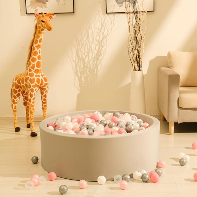 Babies Ball Pit Balls 100pcs, Ball Pool Balls for Swim Toys, Baby Ball Pit,Toddlers Girl Kids Birthday, Tent,Slides, Tunnels(2.2"),Pearl Balls +Macaron Balls Pink+White Gray