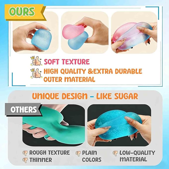 Fidget Toys Stress Balls for Kids & Adults - Changes Color in The Sun - Malt Sugar Squishy Fidget Toys - Slow Rise Gel Ball - Stretchy Squeeze Stress Relief Balls for Anxiety