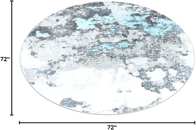 SAFAVIEH Adirondack Collection Area Rug - 6' Round, Turquoise & Grey, Modern Abstract Design, Non-Shedding & Easy Care, Ideal for High Traffic Areas in Living Room, Bedroom (ADR134K)