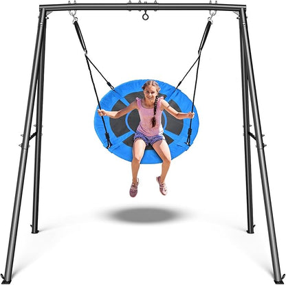 Trekassy Saucer Swing with Frame for Kids Outdoor, 440lbs Swing Set with Heavy Duty Metal Stand for Backyard, Outdoor Kids Play Equipment (Patented)