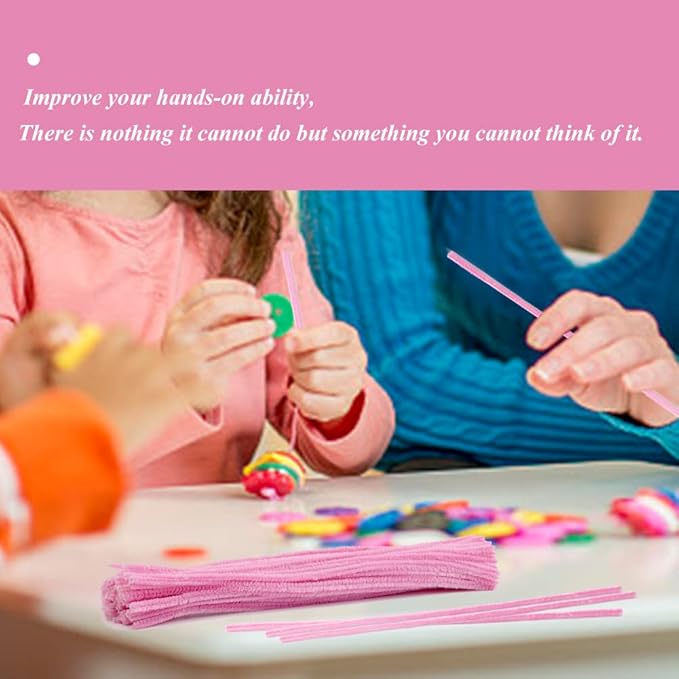 60 Pieces Pink Pipe Cleaners, Christmas Craft Pipe Cleaners,Pipe Cleaners Chenille Stem,Pipe Cleaners Bulk,Art Pipe Cleaners for Creative Home Decoration Supplies Arts and Crafts Project