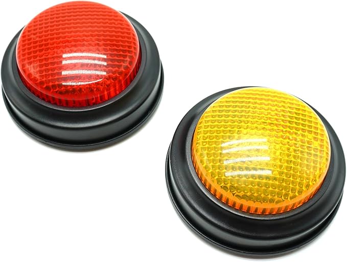 2-Pack Buzzers for Trivia Games, Answer Buzzers for Classroom, Family Feud Jeopardy Buzzer, Game Buzzers with Lights and Sound for Classroom, Game Show Buzzer Buttons