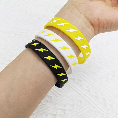 24 Lightning bolt Rubber Bracelets Silicone Wristbands,for Flash Weather Birthday Gender reveal Party Favors Supplies Decorations Favors