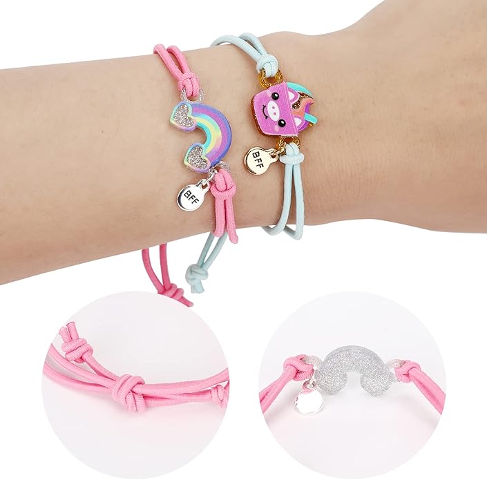 Girls Butterfly Panda Bracelets for Kids Friendship Bracelet Jewelry Lovely Best Friend Bracelet Matching Couples Gift Unicorn Rainbow Pendants BFF String Wristband Pretend Play Bracelet Bulk Bracelet 8pcs