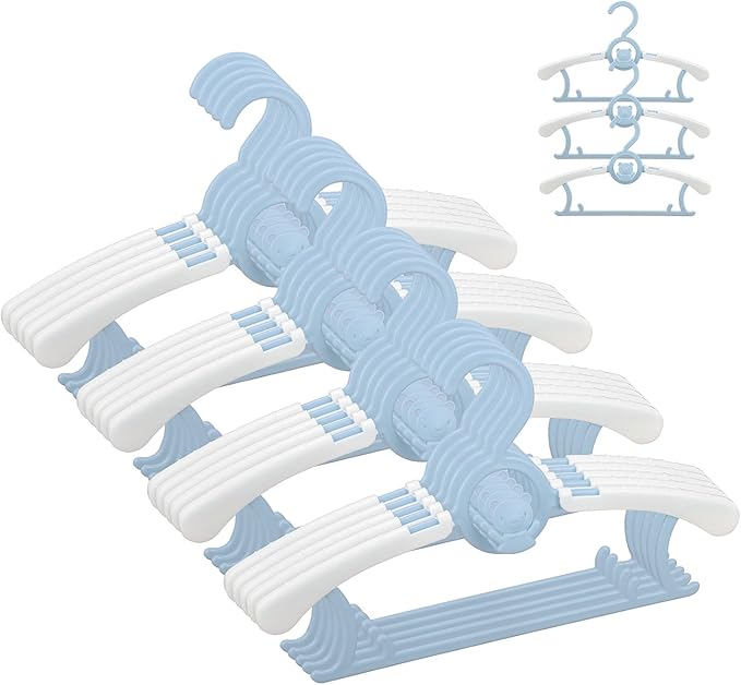 Baby Nursery Closet Hangers, Non-Slip Laundry Infant Pant Hangers for Newborn Clothes - JSF20pcs Adjustable Children Coat Hanger for Girl Boy Toddler Kids Child