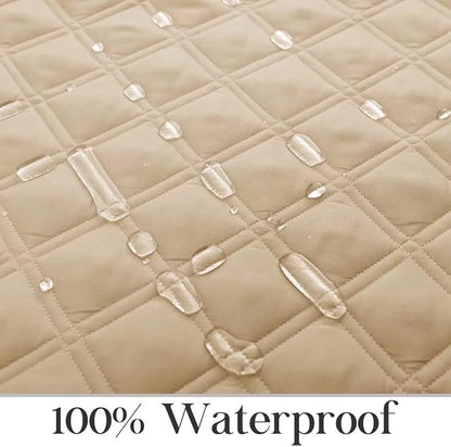 TOMORO Non-Slip Quilted Recliner Cover, 100% Waterproof Recliner Chair Slipcover Furniture Protector with Pockets, Washable Couch Cover with Elastic Straps for Kids and Pets，23 Inch