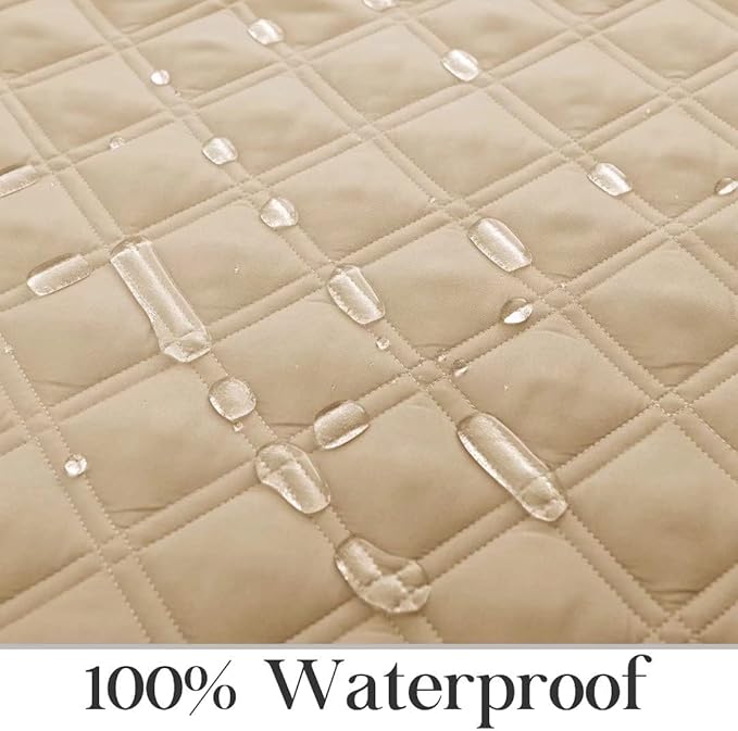 TOMORO Non-Slip Oversized Recliner Cover, 100% Waterproof Quilted Recliner Chair Slipcover Furniture Protector with Pockets, Washable Couch Cover with Elastic Straps for Kids and Pets