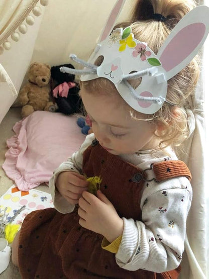 Talking Tables Easter Mask Making Craft Kit for Kids - Pack of 6 | Children Art Supplies, Fun Activities, Decorate for an Egg Hunt, Parade, Creative Gift (TSBUNNY-Masks)