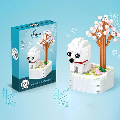 Dog Building Decoration Set Flower Bouquet Blocks- Mini Blocks Arts and Crafts for Kids Ages 6-12+, Home Decor Gifts for Him and Her, Adults(217 PCS)