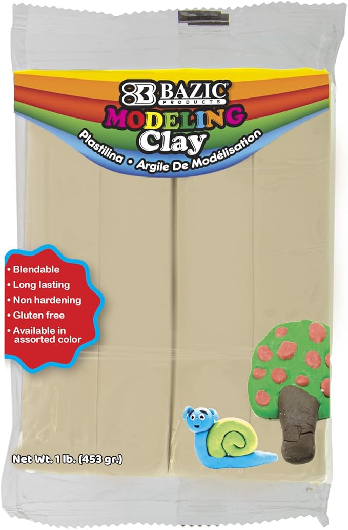 BAZIC Modeling Clay Cream White Color 1 LB, Light Dough Art Craft, Non Toxic Gift for Artist Kids Toddler Boys Girls, Bulk for Classroom, 1-Pack