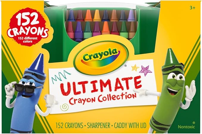Crayola Ultimate Crayon Box Collection (152ct), Bulk Kids Crayon Caddy, Classic & Glitter Colors, Coloring Book Supplies, Gift for Kids
