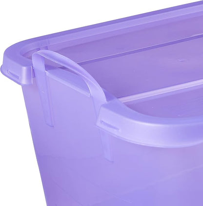 Life Story 12 Pack Light Duty Stackable Storage Bin, 55 Quart Home Organizer, Versatile Lightweight Locking Bins with Carrying Handles, Purple