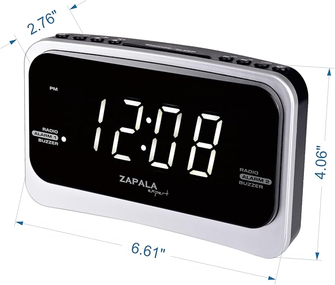 Alarm Clock Radio for Bedroom, 2 Alarms Big LED Display Plug in Simple Basic Digital FM Clock Radio with USB Charging Port, Adjustable Volume, Dimmable, Snooze for Deep Sleepers Kids