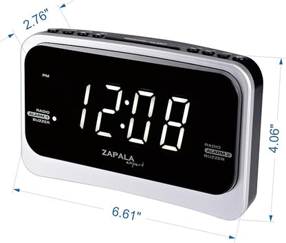 Alarm Clock Radio for Bedroom, 2 Alarms Big LED Display Plug in Simple Basic Digital FM Clock Radio with USB Charging Port, Adjustable Volume, Dimmable, Snooze for Deep Sleepers Kids