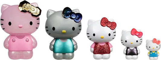 Hello Kitty and Friends 50th Anniversary Nesting Figures - Five Figures 6” to 2” Each with a Unique Finish - 5 Decades of Friendship - Officially Licensed Sanrio Product from Jazwares