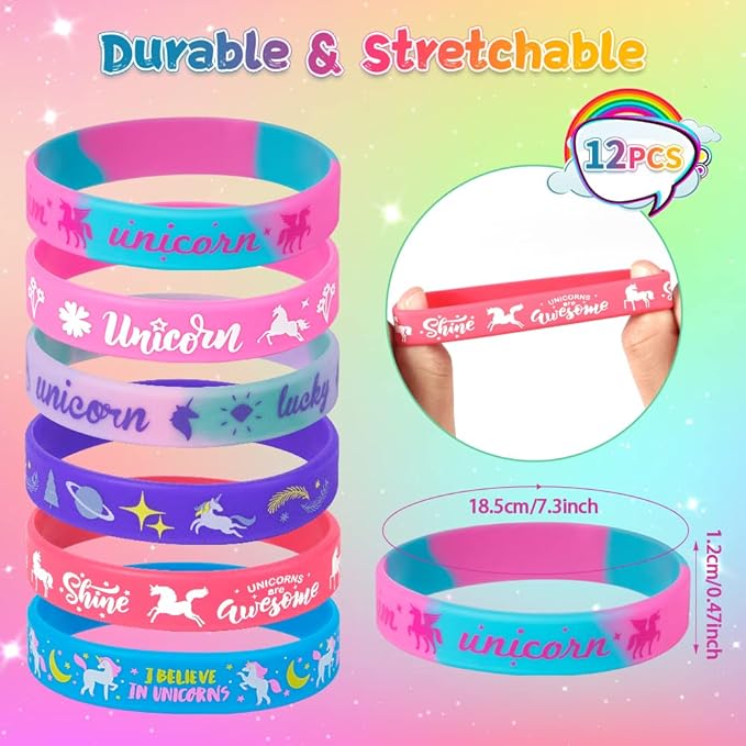 72Pcs Unicorn Party Favors Birthday Supplies for Girls Unicorn Silicone Bracelets Necklaces Rings Keychains Tattoos Rainbow Unicorn Gifts Toys Unicorn Party Supplies Gift Goodie Bag Fillers