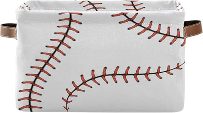 AUUXVA Baseball Storage Basket, Sports Theme Softball Large Storage Bins Box with Handles, Easter Gift Baskets Ideal for Baby Kids, Room Nursery Decor, Organizing Clothes, Toys, Books, Collapsible