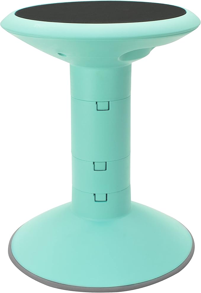 Storex Wiggle Stool – Active Flexible Seating for Classroom and Home Study, Adjustable 12-18 Inch Height, Teal (00306U01C)