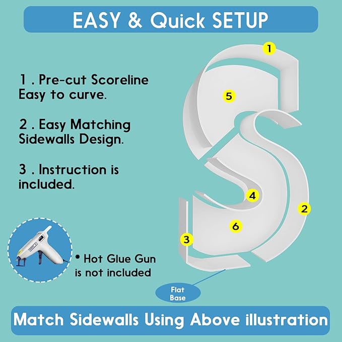 3FT Tall Mosaic Balloon Frame Letters Big Marquee Light Up LettersDIY Kit for Birthday Party Wedding Backdrop Decor Letter S Pre-Cut Foam Board