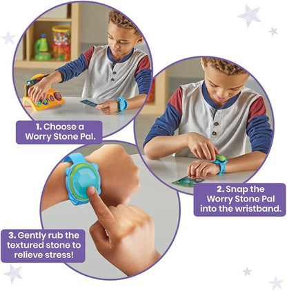 hand2mind Worry Stone Pals, Worry Stones for Anxiety, Fidget Bracelet for Kids, Kids Anxiety Relief, Toddler Sensory Toys, Calming Toys, Calm Down Corner Supplies, Social Emotional Learning Activities