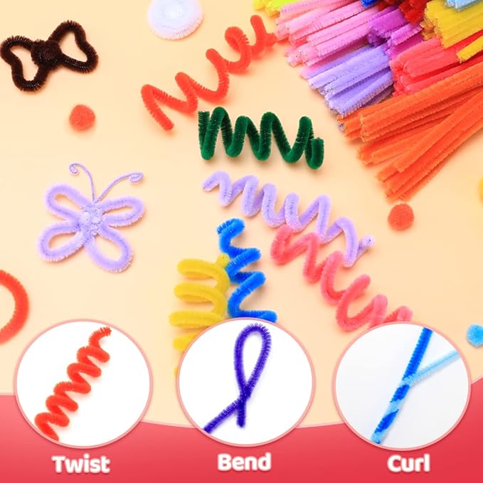 Praisebank Pink Pipe Cleaners for Crafts, 200pcs, Chenille Stems for DIY Projecets, Arts & Crafts Supplies for Festival Party Decorations