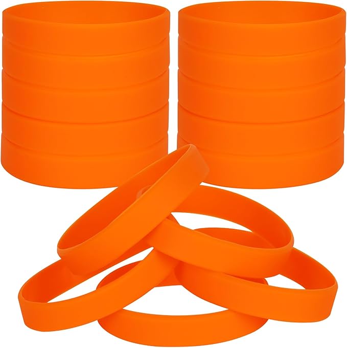 30 PCS Silicone Bracelets Wristbands for kid, Sports Rubber Elastic Wristband Bracelet for Party Decorations Favors Set Pack Orange