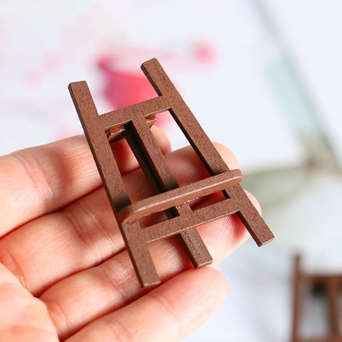 LOGOFUN Dollhouse School Supplies Set Miniature Blackboards Wooden Easel Painting Board Mini House Accessory