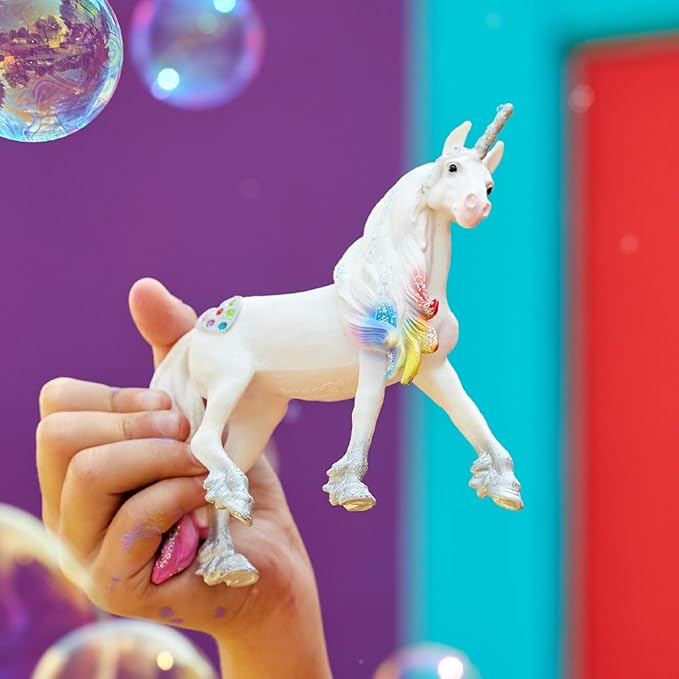 Schleich bayala, Unicorn Toys for Girls and Boys, Rainbow Love Unicorn Stallion with Glitter and Rhinestone Details, Ages 5+, Multicolor, 4.5 inch