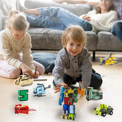 Number Transforming Toys, Number Alpha Bot Military Transforming Robet Toys for Tollders Montessori Teaching, School Classroom STEM Number Learnnig Toys for Boys 3 4 5 Years Old